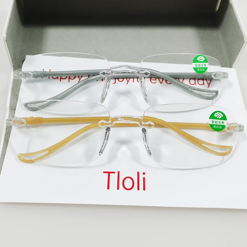 升级【金色+银色】高档切边无框老花镜防蓝光抗疲劳护目眼镜老视镜