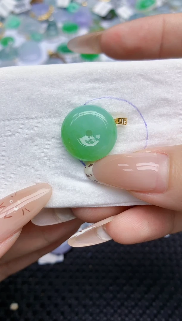 翡翠18K金镶嵌颈饰323   天然翡翠A货