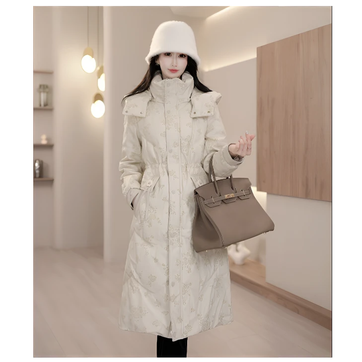 【阿紫专属】ADYS-2575冬季新款时尚保暖休闲显瘦连帽长款羽绒服