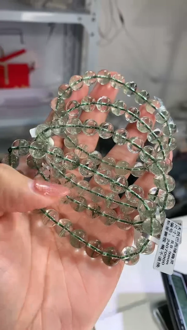 【闪购商品】水晶手链未镶嵌8.8-9mm绿幽灵千层多样性发其一