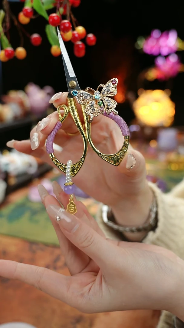 【闪购商品】紫色蝴蝶茶袋小剪刀