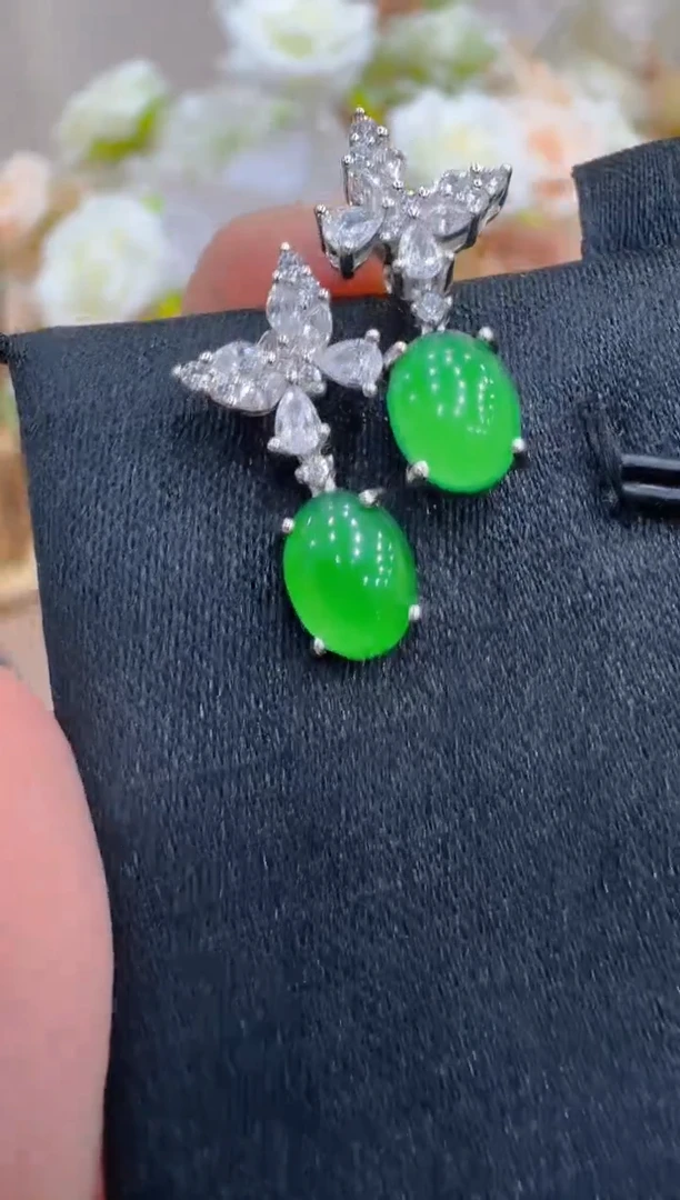 银S925镶嵌翡翠耳饰多样性团购发一件