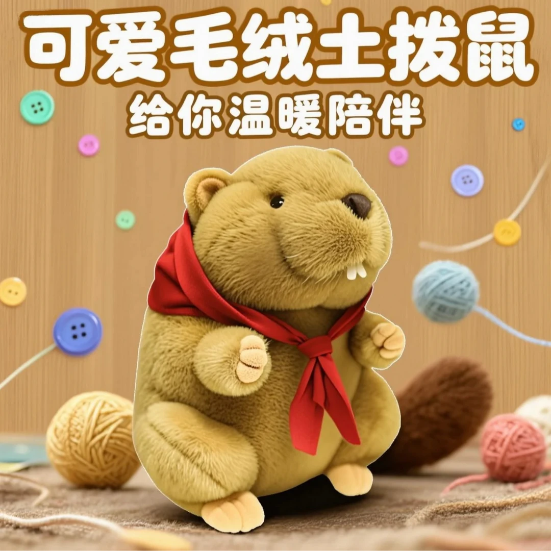 萌力预警｜软糯土拨鼠玩偶 揣手手造型治愈满分