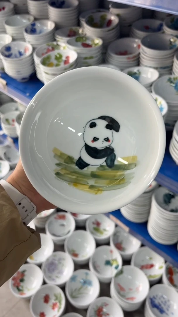 瓷片景德镇高温陶瓷食品级手绘釉中彩-壮壮碗