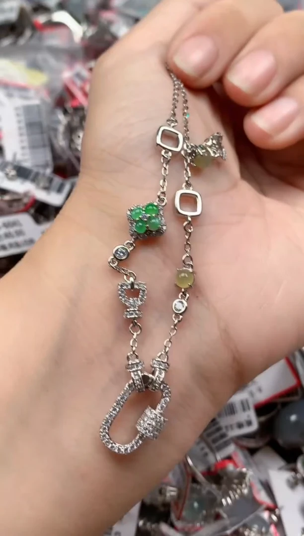 银S925镶嵌戒指翡翠天然A货缅甸翡翠