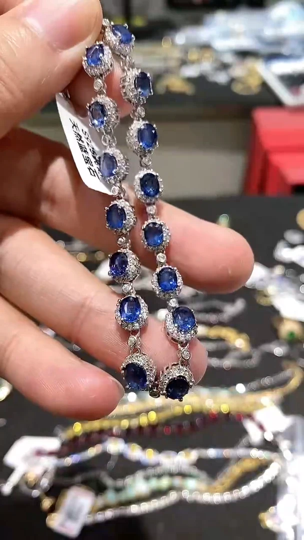 【闪购商品】蓝宝石手链银S925镶嵌手链
