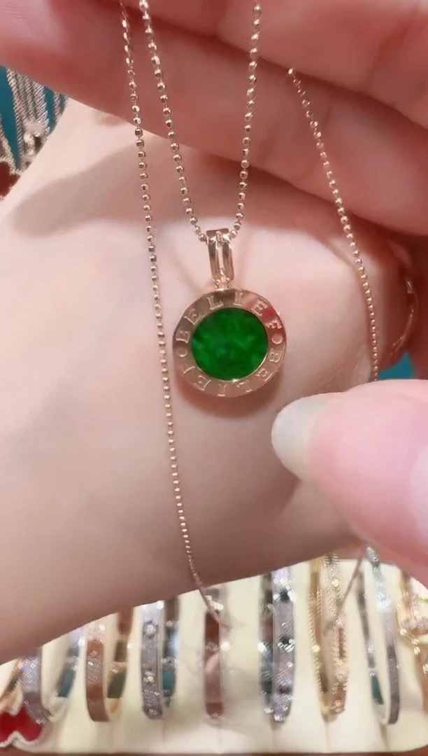 翡翠18K金镶嵌吊坠(不含链)无事牌吊坠