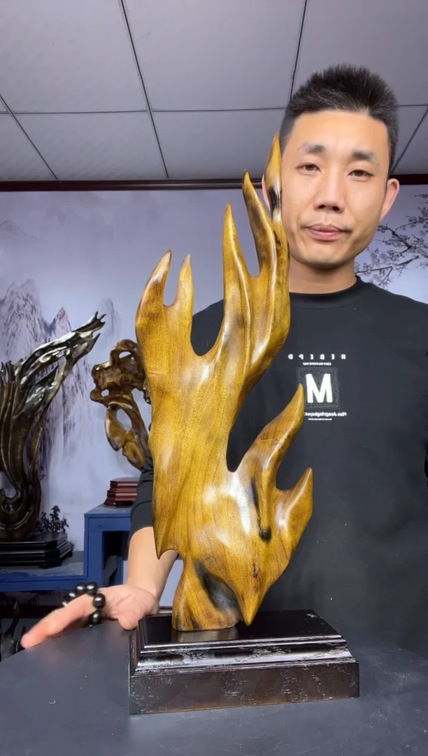 金丝楠木雕款清**我金丝楠木工艺品摆件