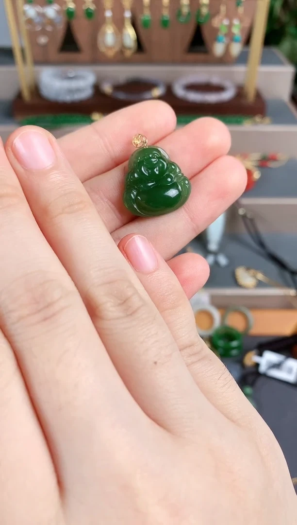 吊坠(不含链)18K金镶嵌和田玉1