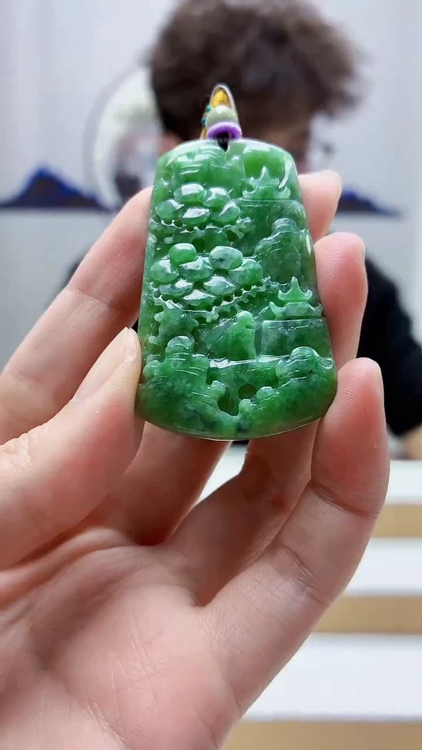 未镶嵌定制翡翠4688zm-毛货挂件山水26