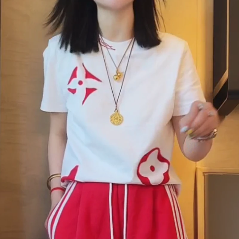 2025春夏新款百搭T恤幸运草圆领短袖上衣LK2502899