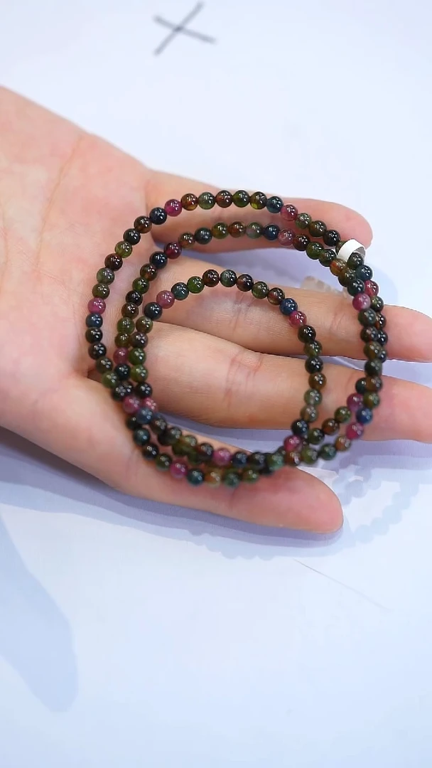 手链未镶嵌碧玺黑美人碧玺三圈4mm+