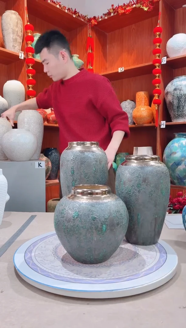 【闪购商品】瓶陶瓷花瓶 无花 青铜三件套