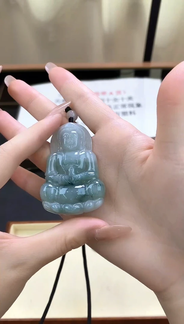 翡翠未镶嵌颈饰Y5F001翡翠油冰飘花大观音