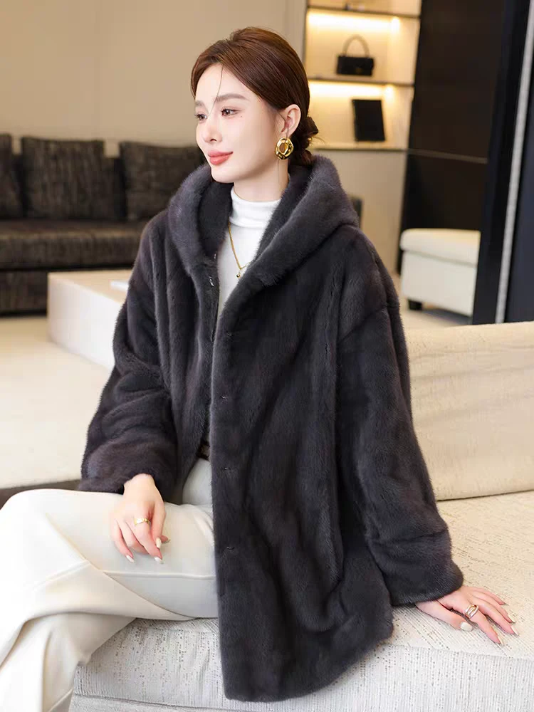 (正品金标)2025新款冬季加厚环保米兰貂女士短款外套