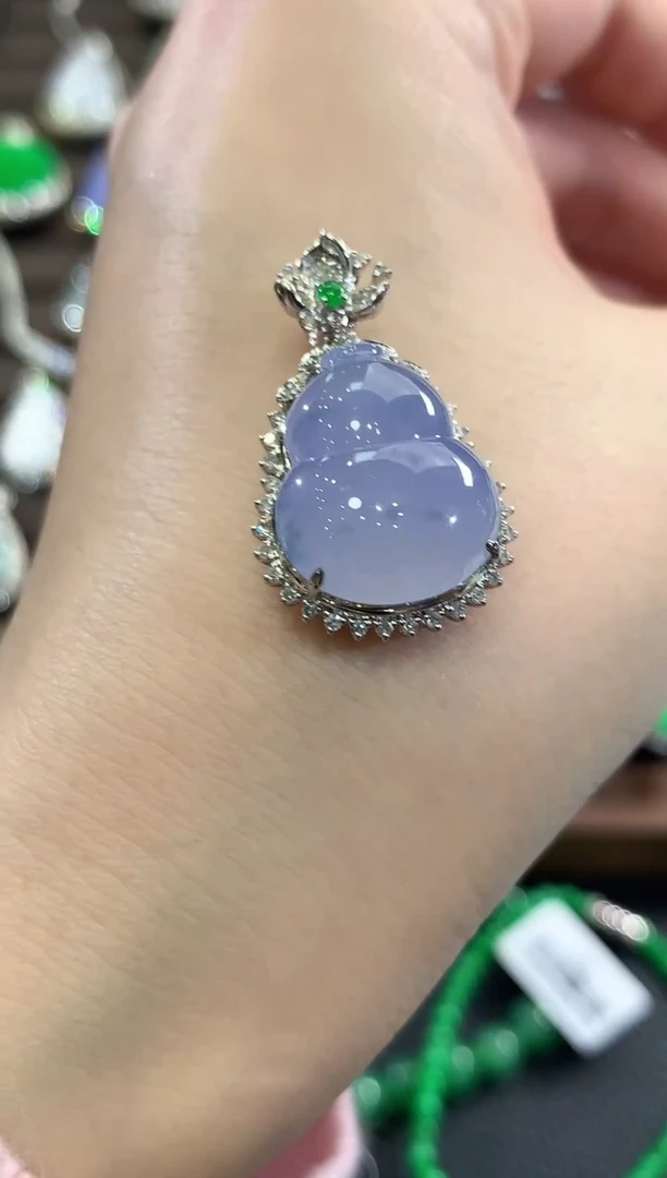 吊坠(不含链)18K金镶嵌翡翠b148 紫货有色差