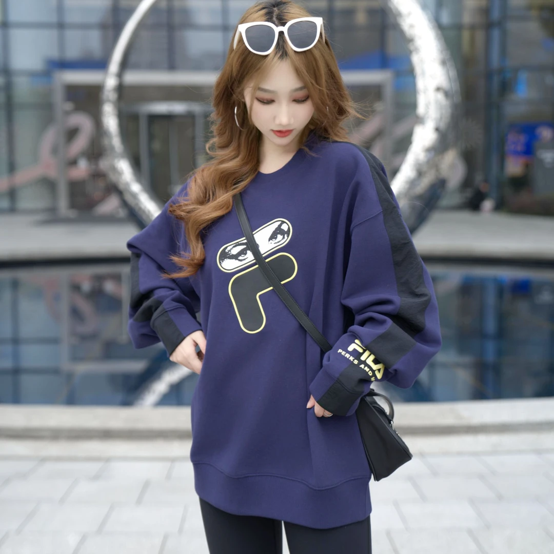 【早秋新款】FILA斐乐显瘦【潮流印花】长袖百搭宽松圆领休闲套头卫衣