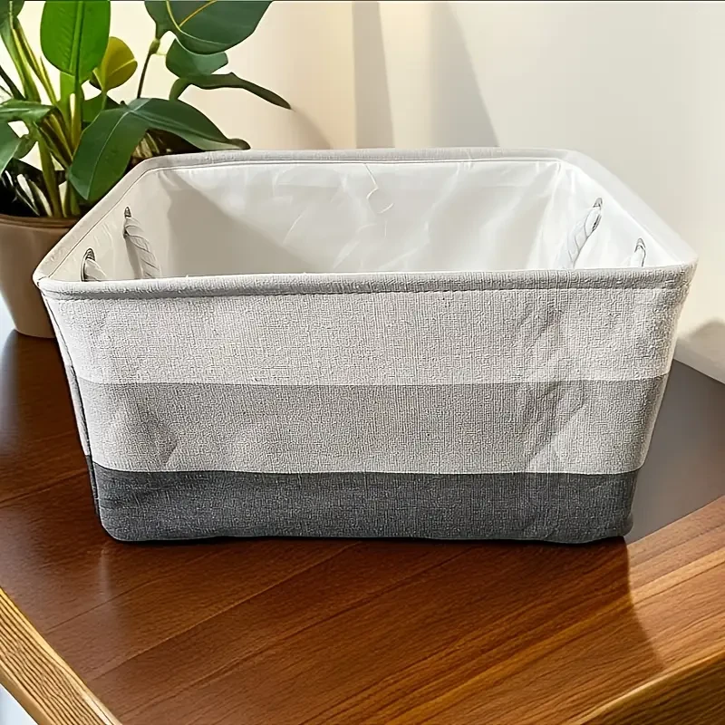 经典款三色条纹衣物和书籍收纳篮家居收纳箱简约