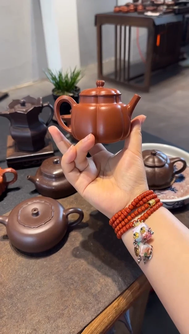 茶壶紫砂繁花 朱泥