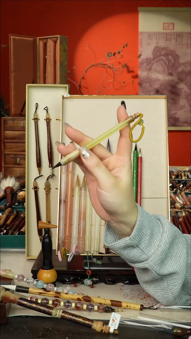 285号闪孤品高货毛笔链接 清水试笔 蘸墨不退