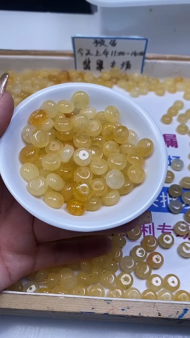 未镶嵌散珠碧玺E587 黄碧玺大算盘（浅）10*6mm10颗7.8元