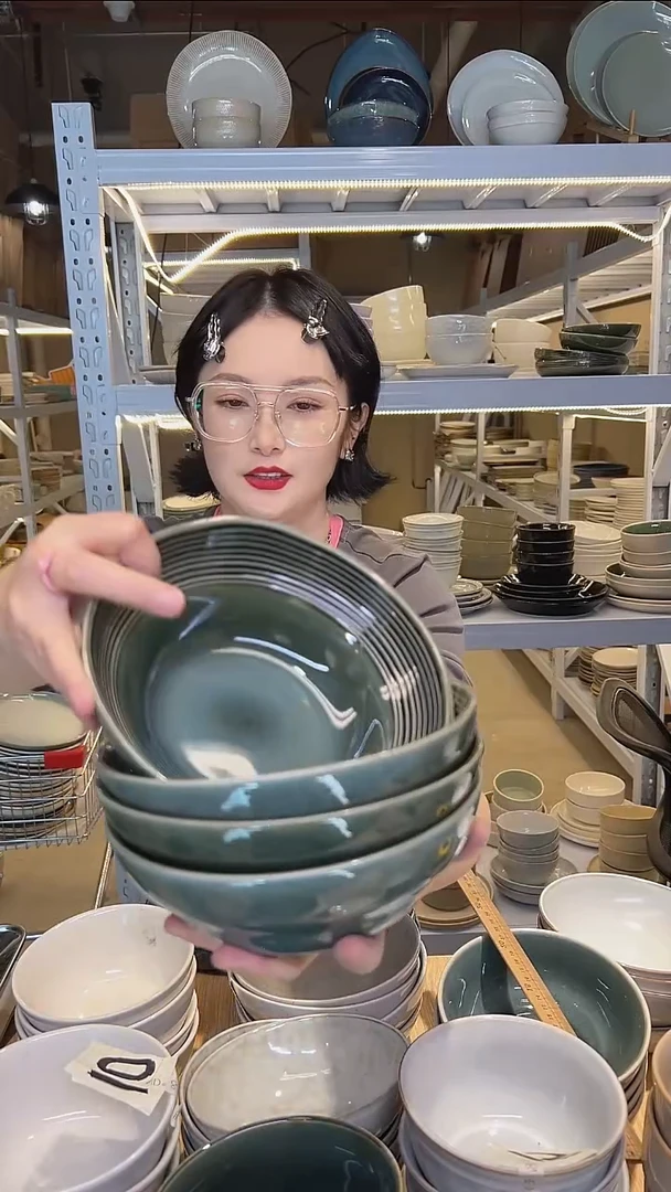 瓷35外贸尾货高温釉下彩陶瓷餐具默认微瑕