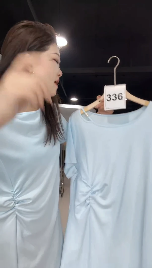 336-蓝色掐腰上衣大码···