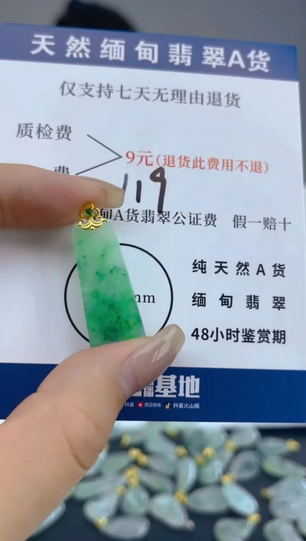 颈饰18K金镶嵌翡翠天然A货翡翠  119