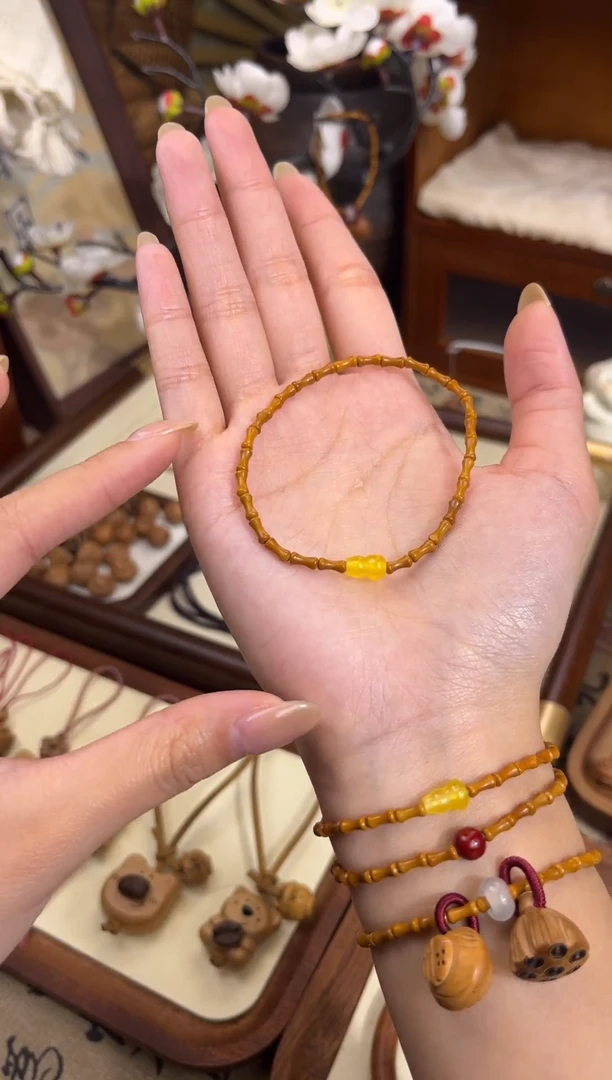 手串桃核【桃缘序】竹节「黄色葫芦」桃木桃核辟、挡、驱、护 备注手围