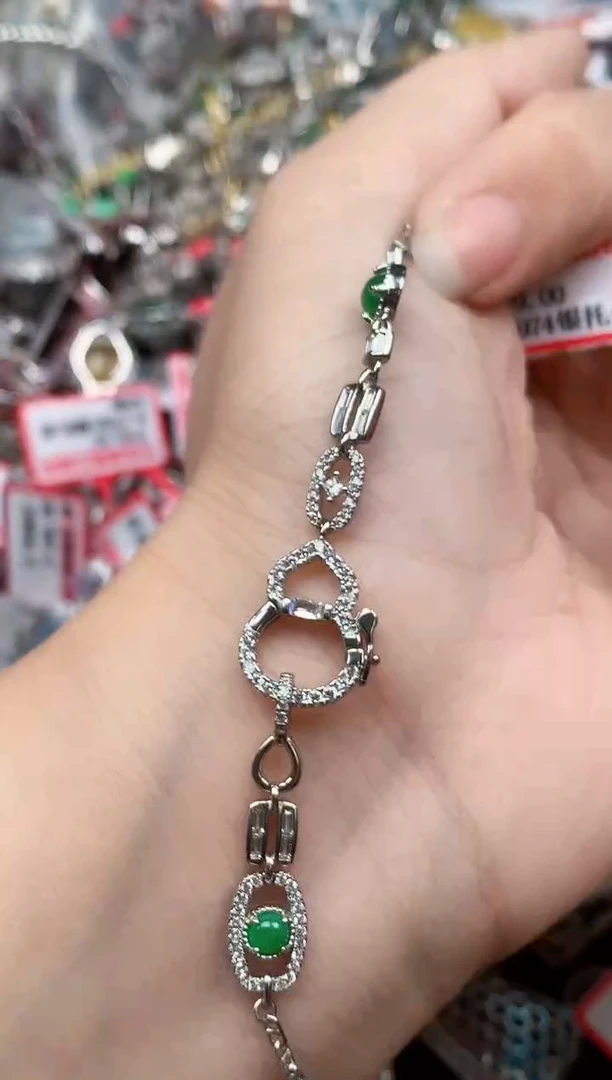 银S925镶嵌戒指翡翠天然A货缅甸翡翠