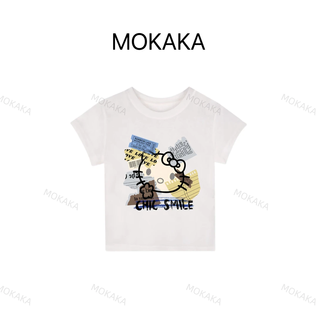 【KT猫元素】夏薄款天丝冰感新款KT猫系列百搭简约显瘦女短袖上衣