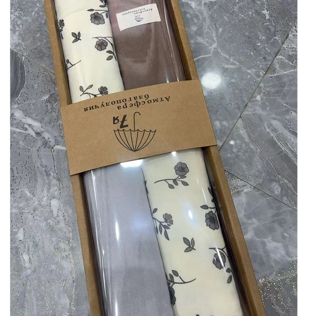 花雨伞长盒纱布小方巾--简约风35*75（4条装）