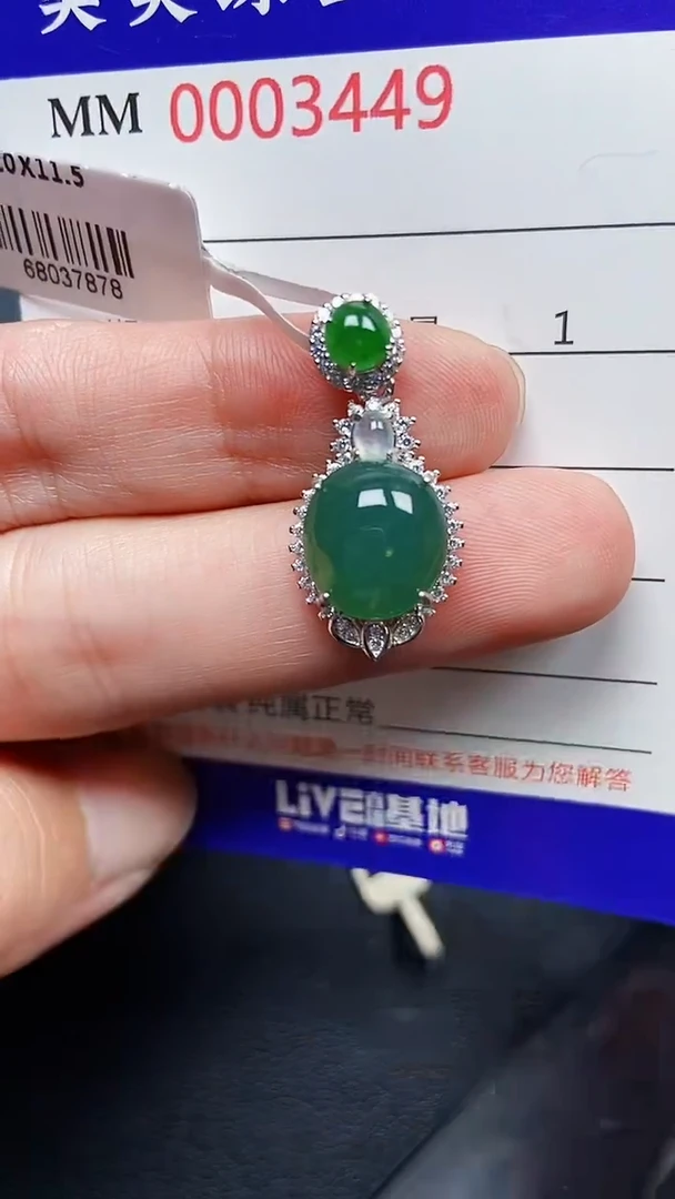 颈饰银S925镶嵌翡翠3449