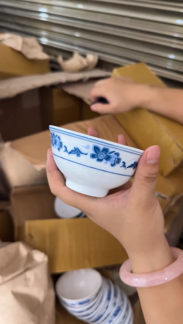 摆件蓝海棠茶碗9厘米微瑕请慎拍