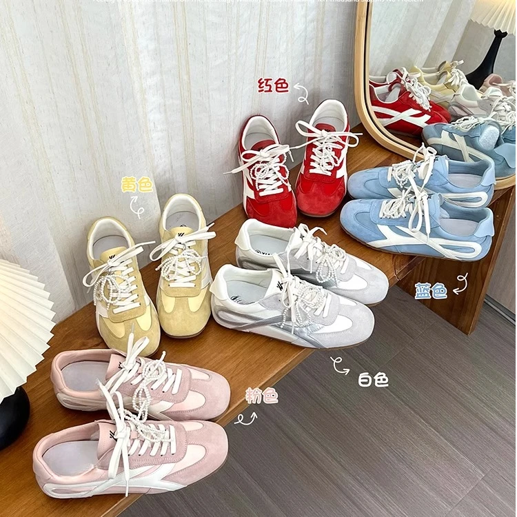复古软底德训鞋女内增高4cm阿甘鞋2025夏季新款百搭休闲运动板鞋