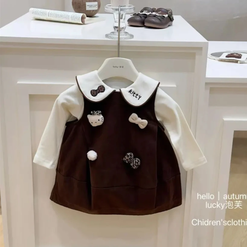 女童长袖打底衫+无袖裙子两件套/宝宝幼儿园单件韩版T恤背心裙潮