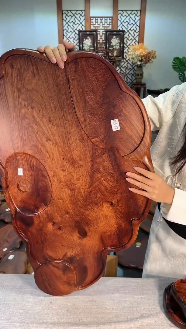 【闪购商品】大果紫檀（缅甸花梨）茶盘8877