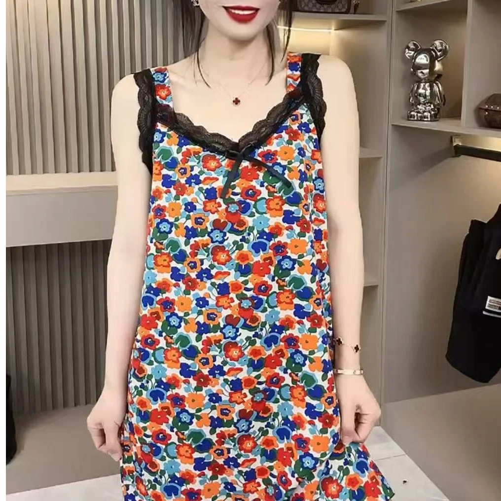 性感无袖甜美舒适吊带睡裙夏季蕾丝女款睡衣新款家居服网红爆款