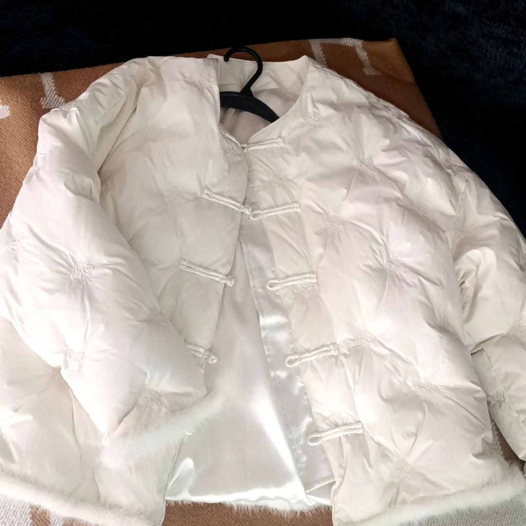 YANG GZ清 【】新中式国风白色羽绒外套女  GZQ035