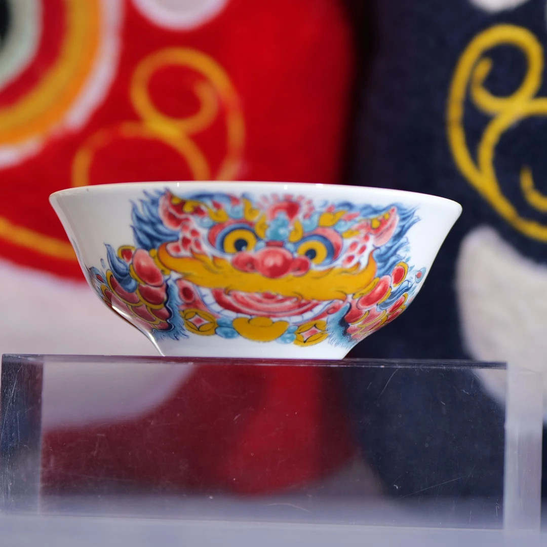 拙明院陶瓷 国潮 醒狮万狮大吉 4英寸醒狮小汤碗