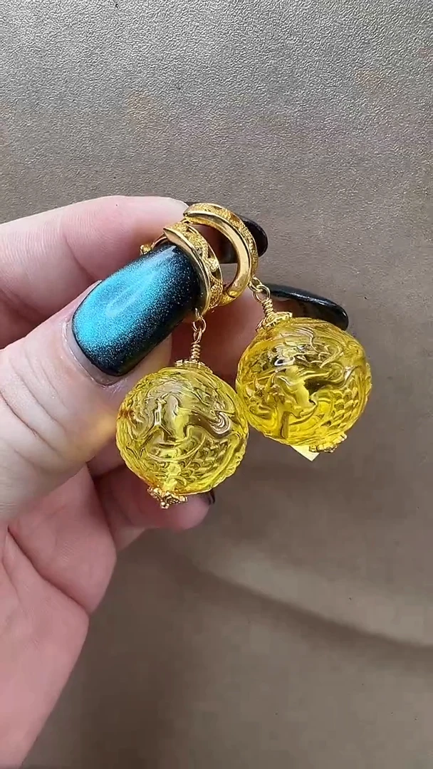 琥珀颈饰未镶嵌eh耳环