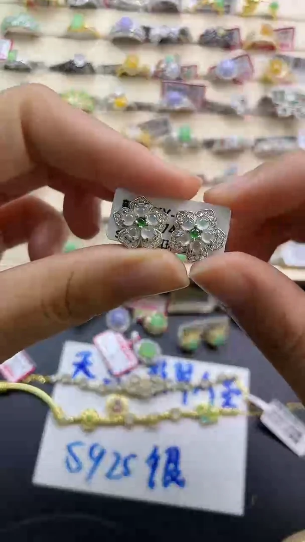 银S925镶嵌戒指翡翠翡翠 蛋面 银S925镶嵌