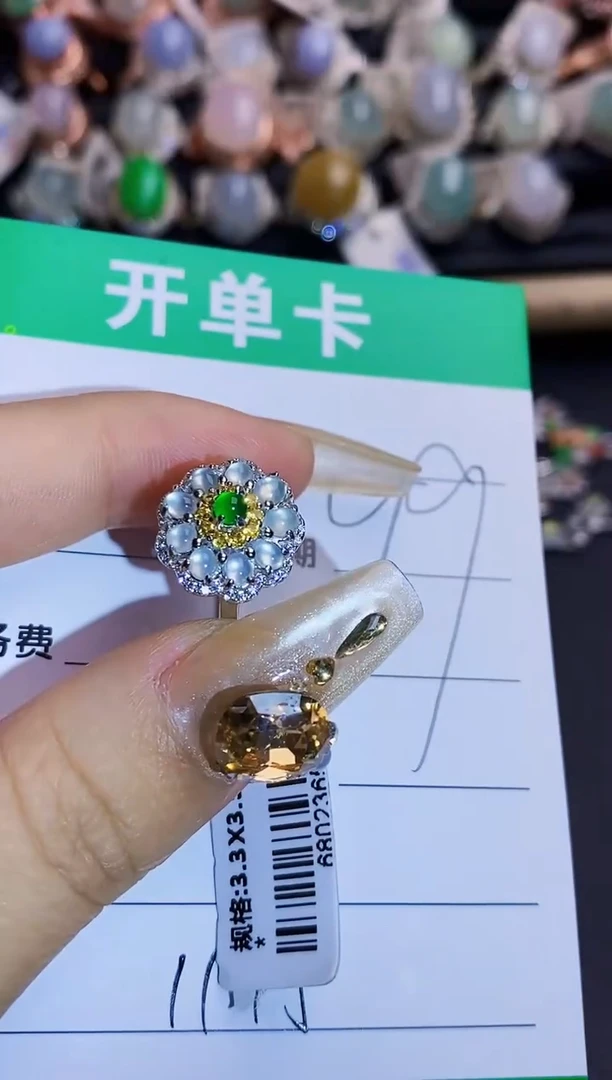 翡翠戒指银S925镶嵌1145