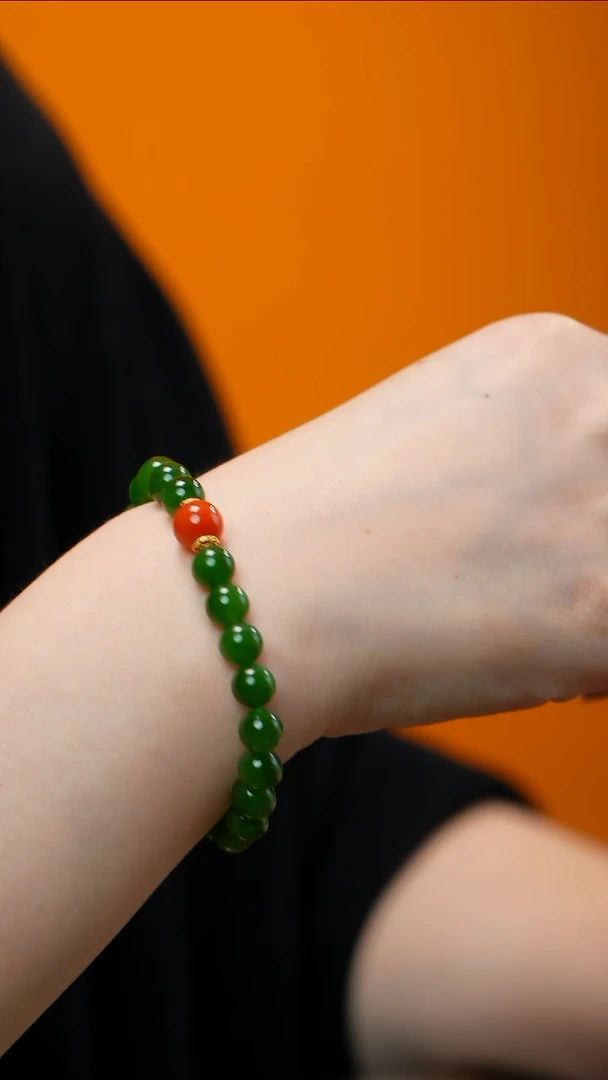 手链未镶嵌和田玉（碧玉）碧玉手串7-8mm多样性发其一