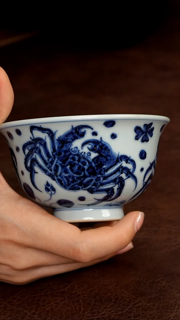 素月明河青花螃蟹