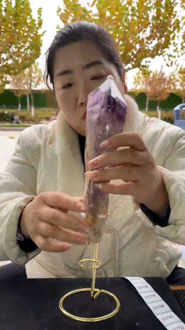 未镶嵌珠宝半成品水晶紫水晶权杖D115