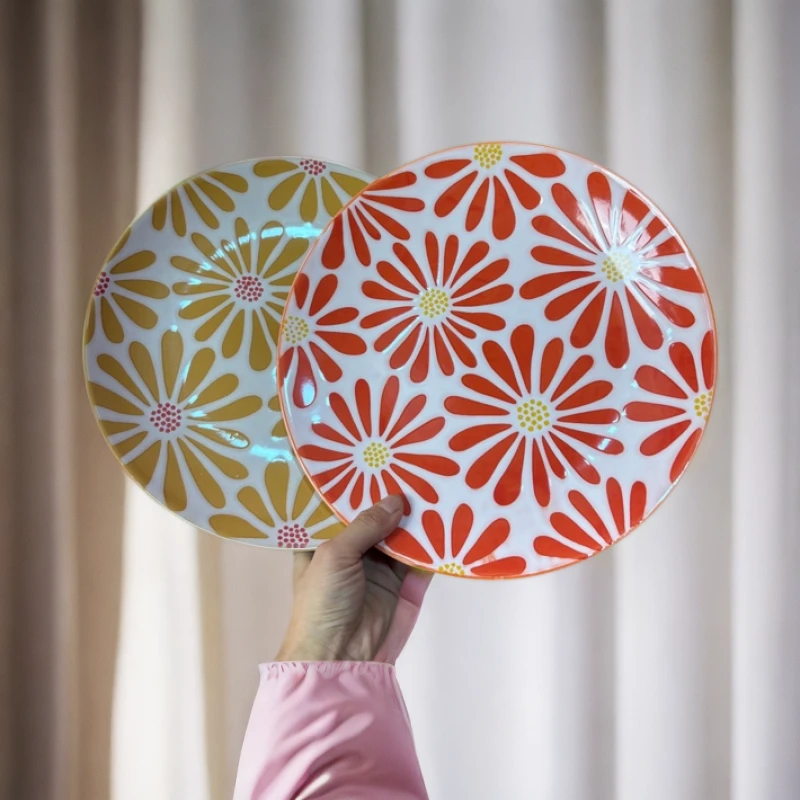 867 手绘彩色大盘2个装