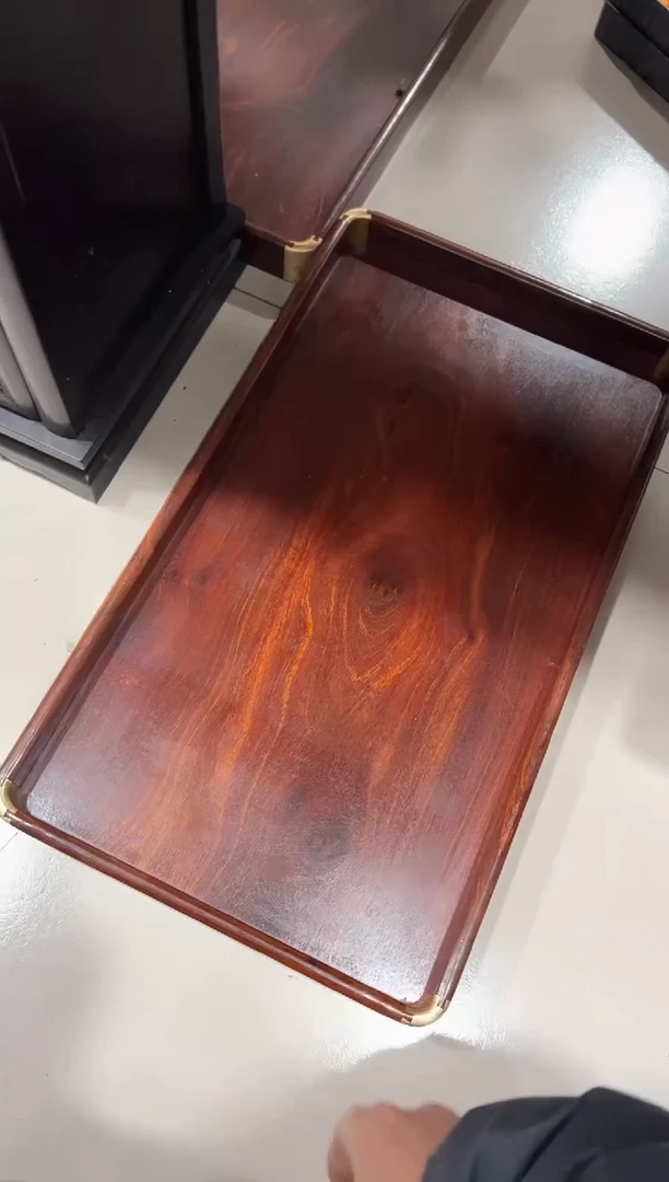 四角黄铜包角茶盘