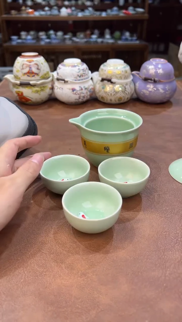 真的很便宜超好看会开片的旅行茶具