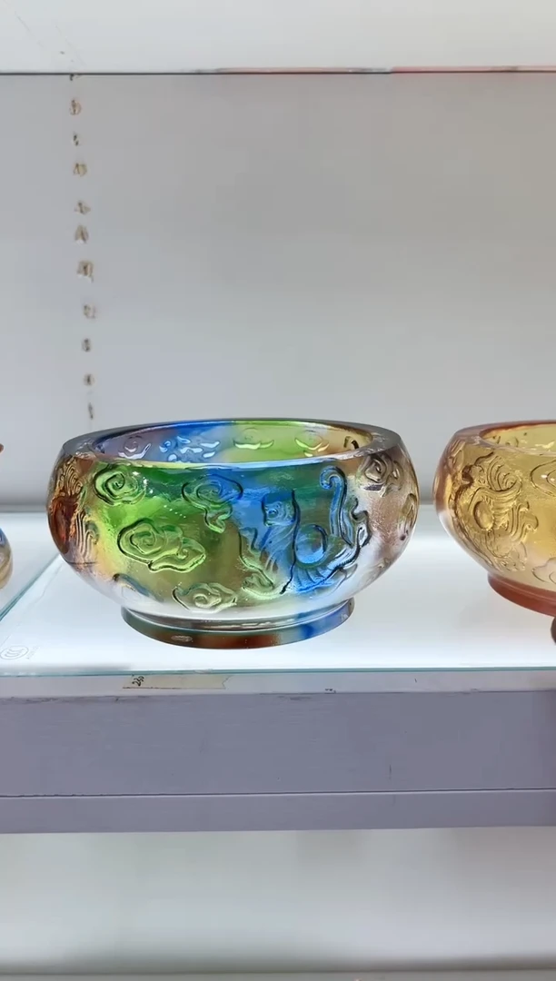 【闪购商品】茶宠古法琉璃四神兽聚宝盆16厘米